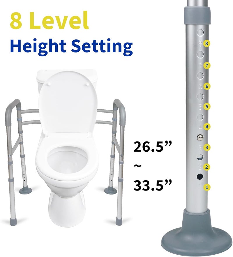 LandTale Toilet Safety Rails, Adjustable Toilet Rails for Elderly Adults Senior Disabled Handicap, Toilet Assistance Handles Safety Frames, Fit for Most Toilet, Foldable & Portable - Image 5